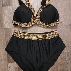 Elegant Black and Gold Bikini Set
